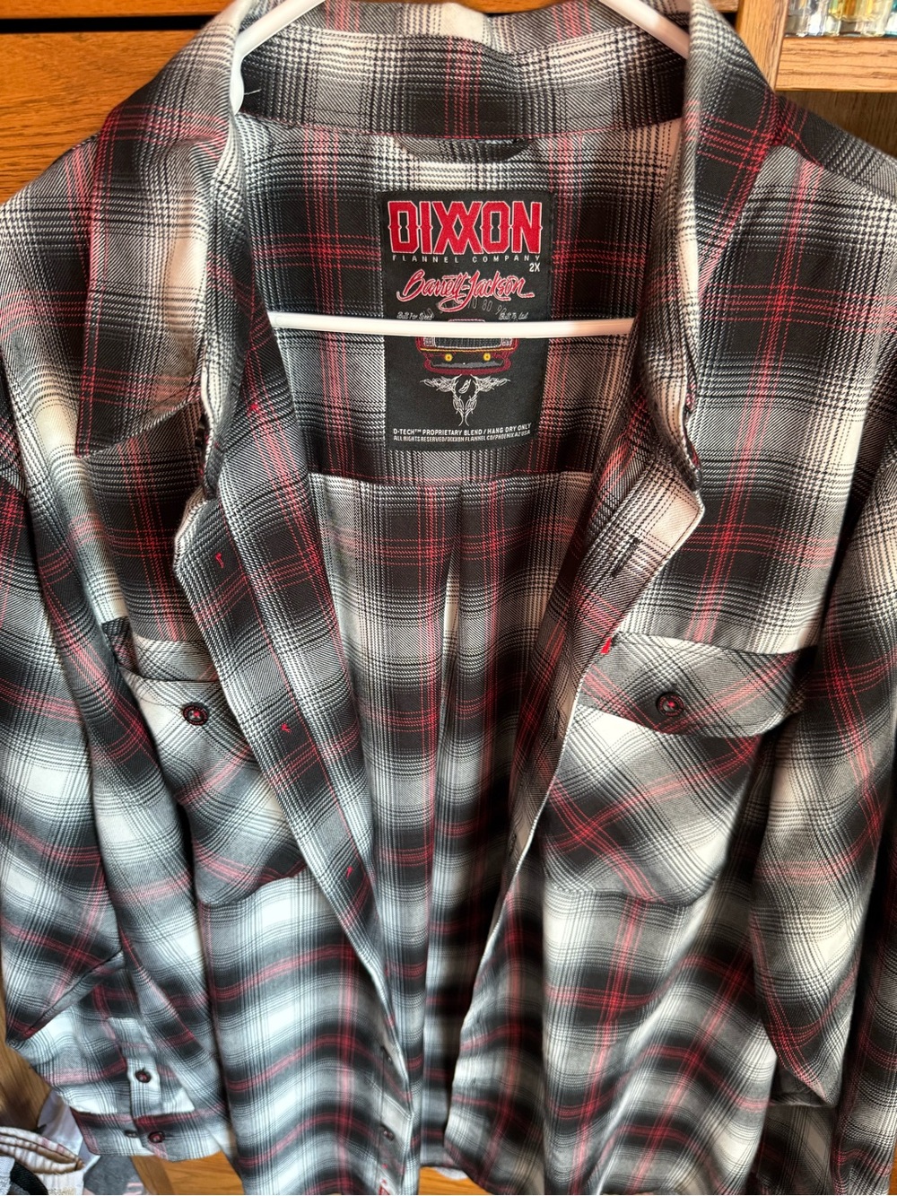 DIXXON Black, Gray & Red Plaid Flannel Shirt Jacket